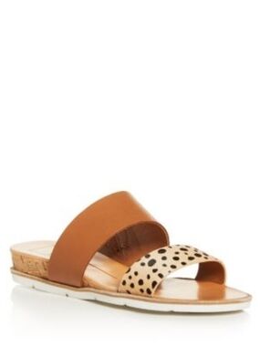Dolce Vita Vala Leopard Print Calf Hair Slide Sandals